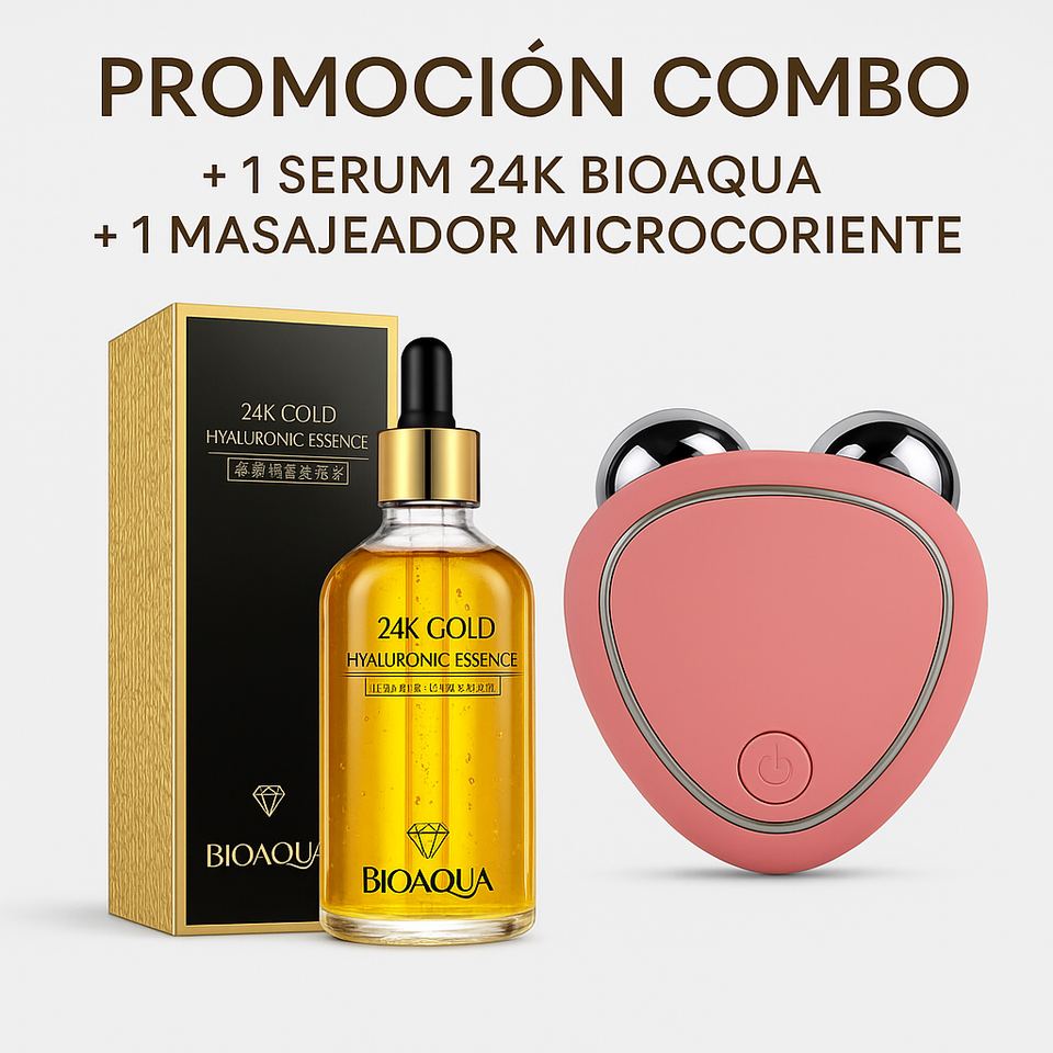COMBO 1 SERUM 24K BIOAQUA + MASAJEADOR FACIAL MICROCORRIENTE